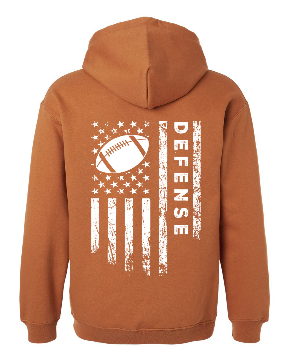 DEFENSE /U.S.A. FLAG HOODIE - ADULT White Lettering/White Flag