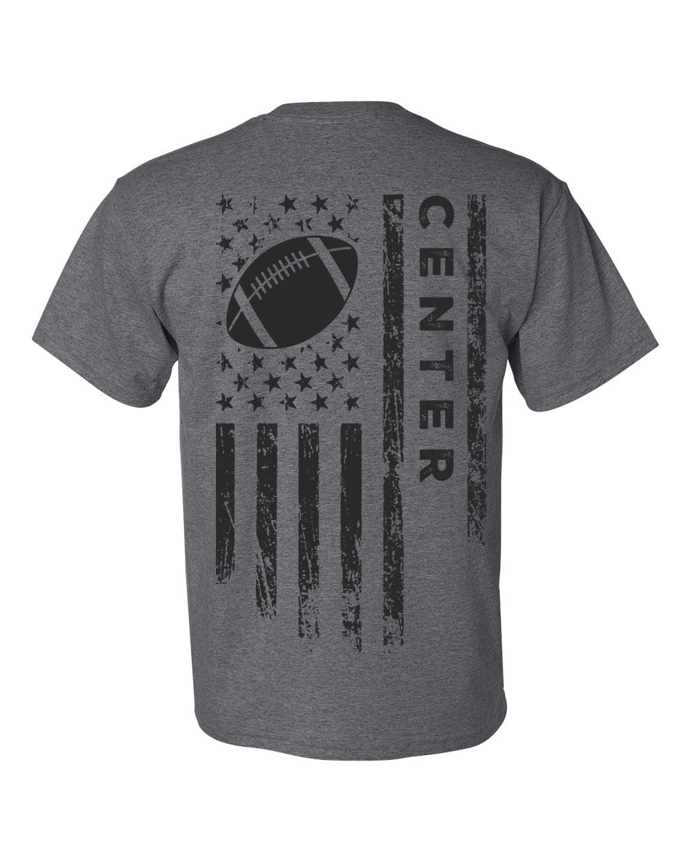 CENTER /U.S.A. FLAG T-Shirt - ADULT Black Lettering/Black Flag