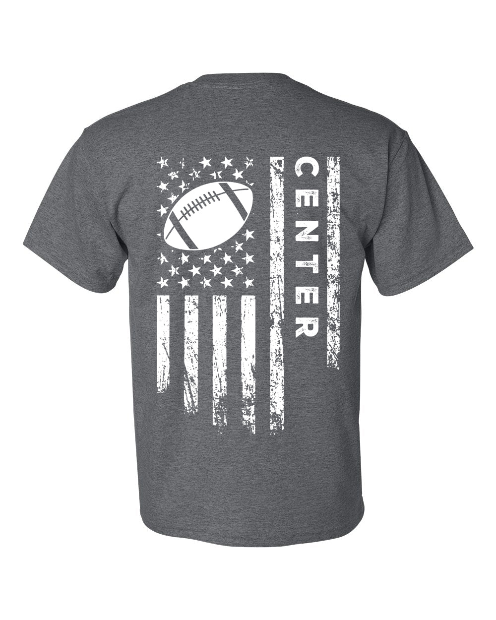 CENTER /U.S.A. FLAG T-Shirt - ADULT White Lettering/White Flag