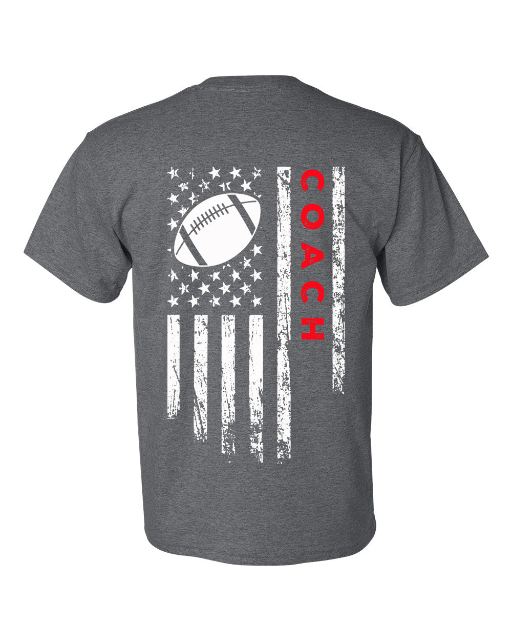 COACH /U.S.A. FLAG T-Shirt - ADULT Red Lettering/White Flag
