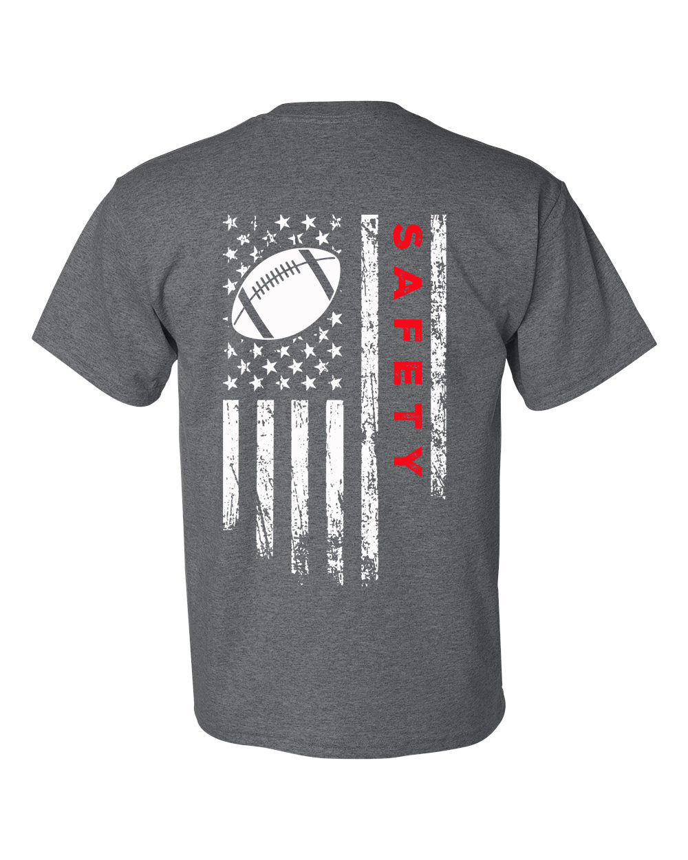 SAFETY /U.S.A. FLAG T-Shirt - ADULT Red Lettering/White Flag