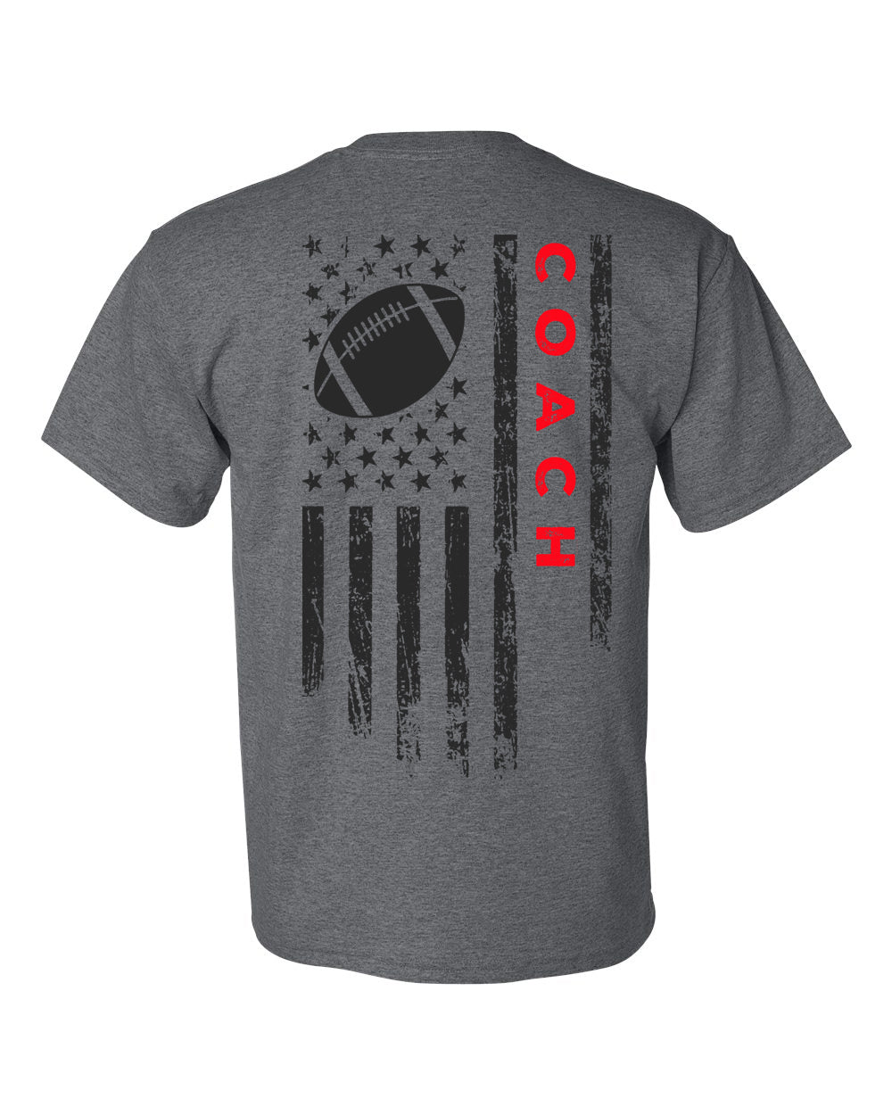 COACH /U.S.A. FLAG T-Shirt - ADULT Red Lettering/Black Flag