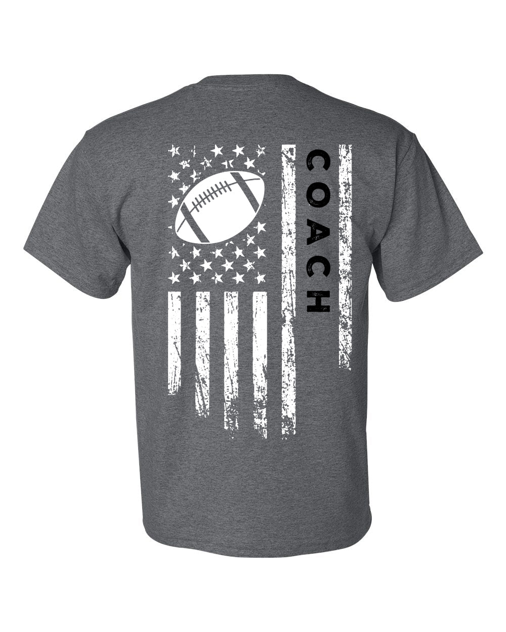COACH /U.S.A. FLAG T-Shirt - ADULT Black Lettering/White Flag