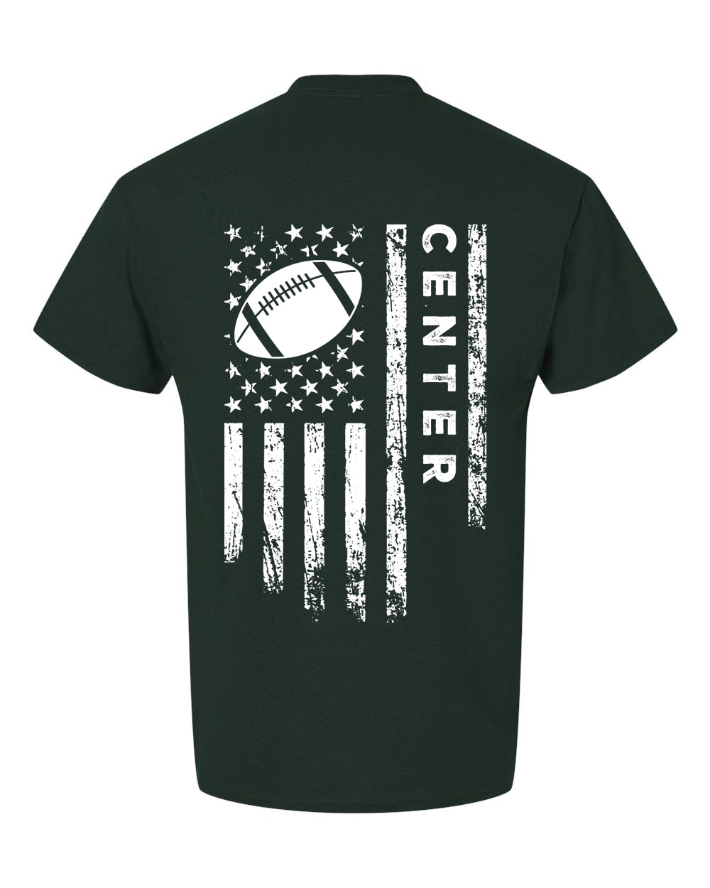 CENTER /U.S.A. FLAG T-Shirt - ADULT White Lettering/White Flag