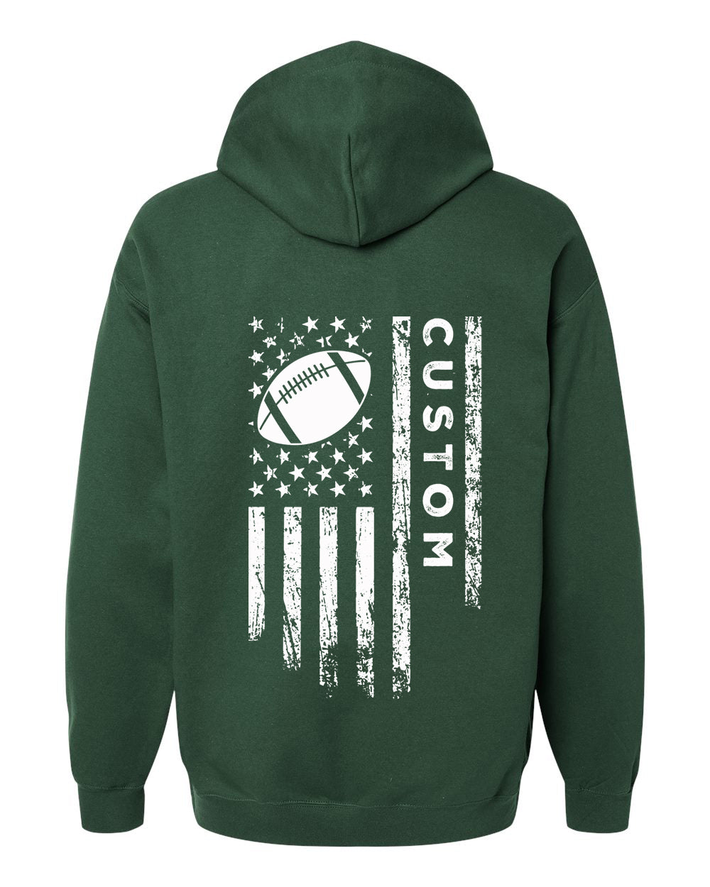 CUSTOM/U.S.A. FLAG HOODIE - ADULT White Lettering/ White Flag