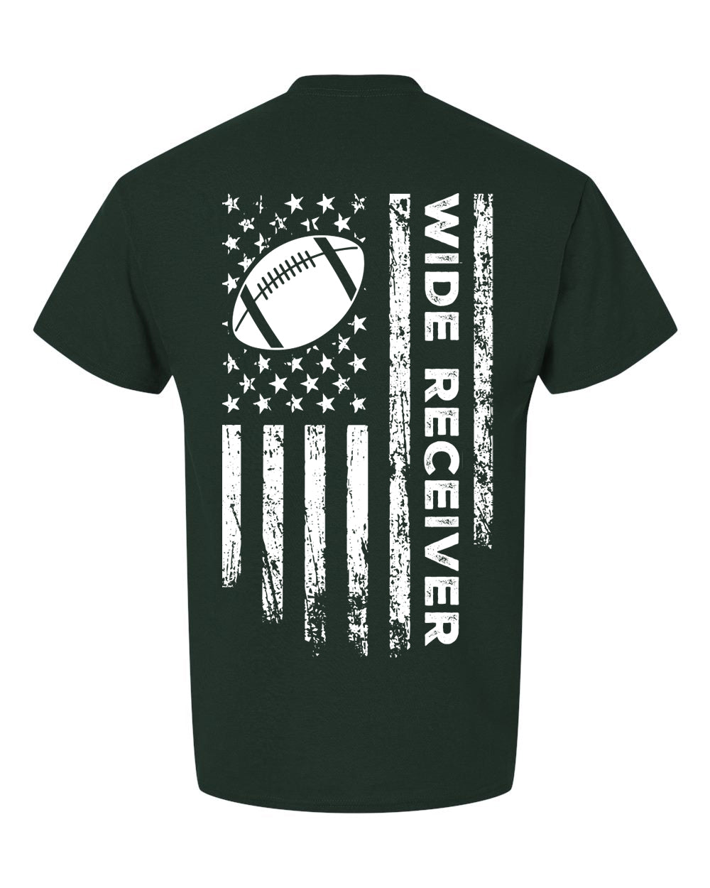 WIDE RECEIVER/U.S.A. FLAG T-Shirt - ADULT White Lettering/White Flag