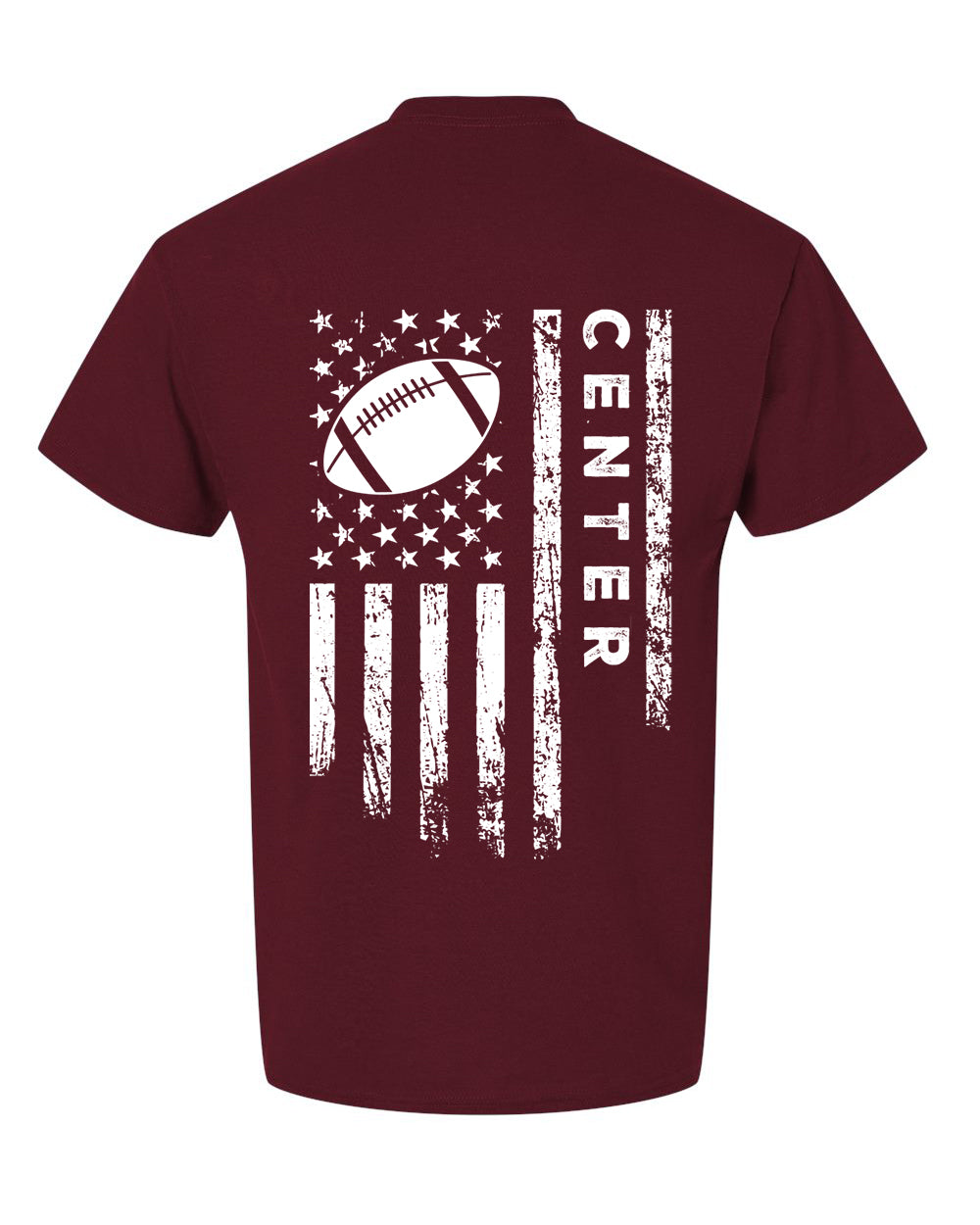 CENTER /U.S.A. FLAG T-Shirt - ADULT White Lettering/White Flag