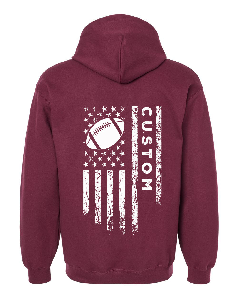 CUSTOM/U.S.A. FLAG HOODIE - ADULT White Lettering/ White Flag