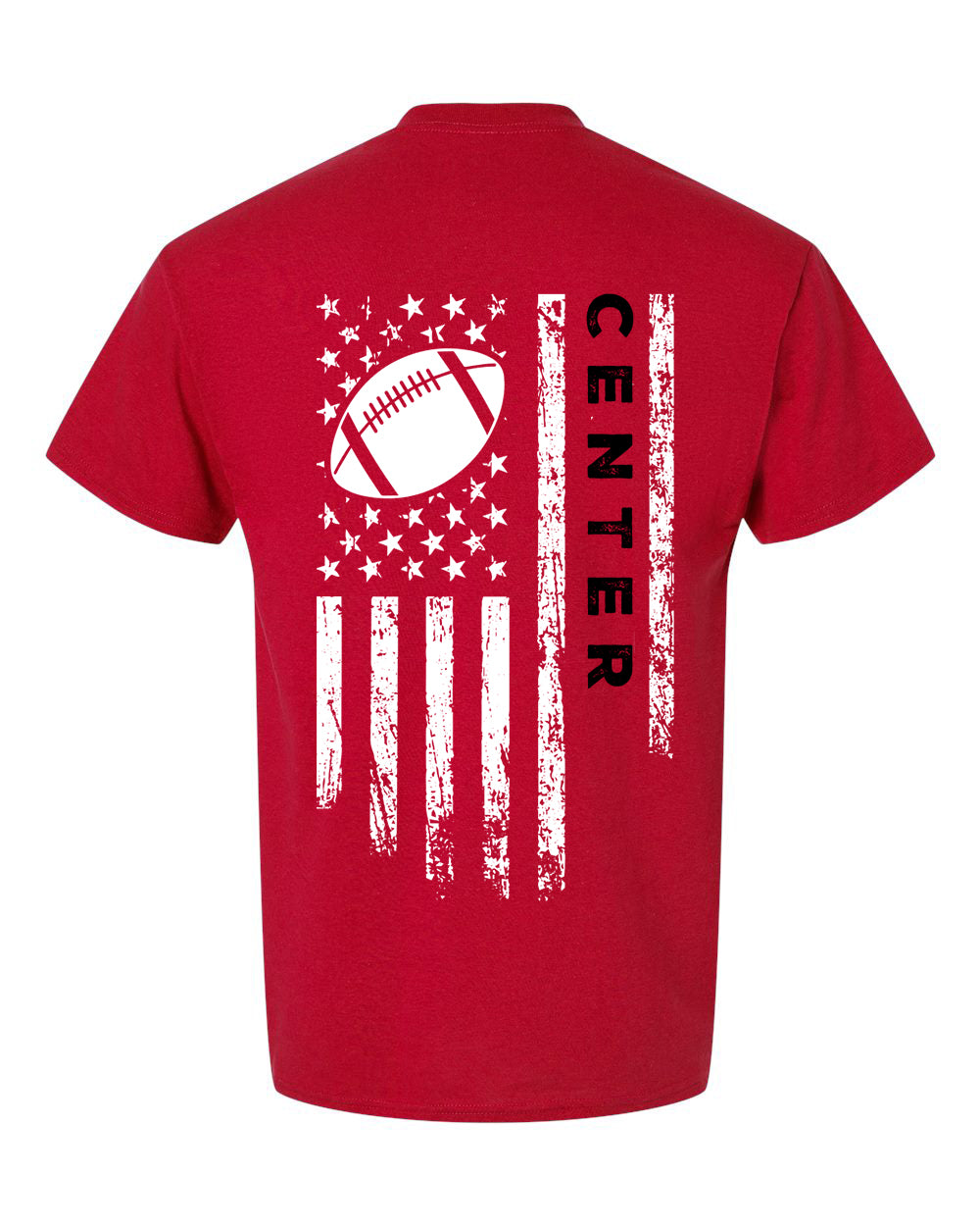 CENTER /U.S.A. FLAG T-Shirt - ADULT Black Lettering/White Flag
