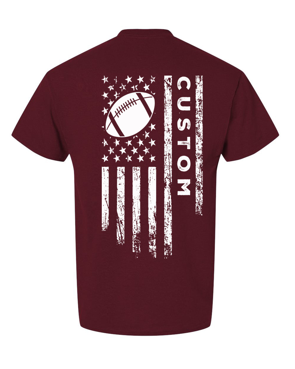 CUSTOM /U.S.A. FLAG T-Shirt - ADULT White Lettering/White Flag