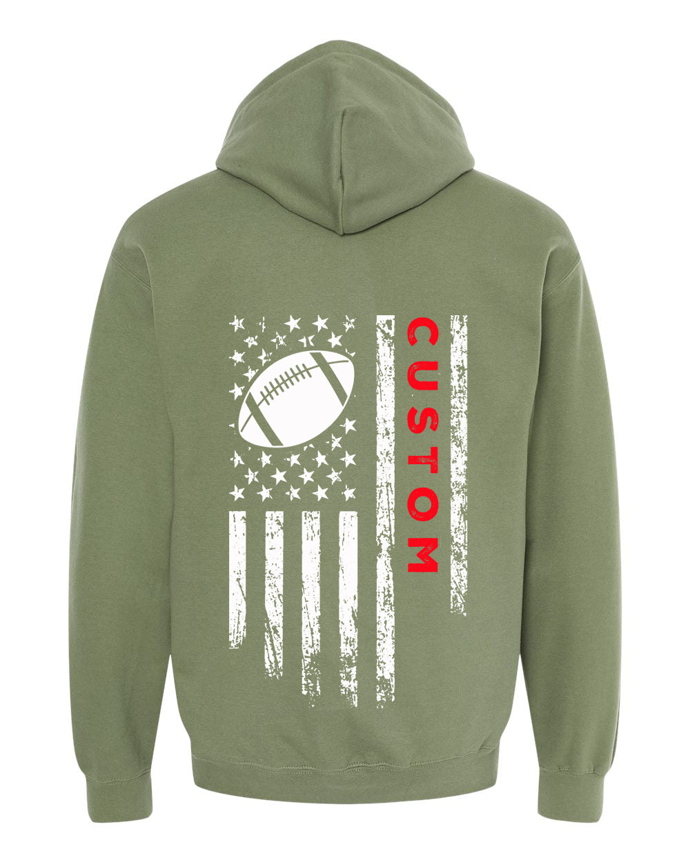 CUSTOM/U.S.A. FLAG HOODIE - ADULT Red Lettering/ White Flag