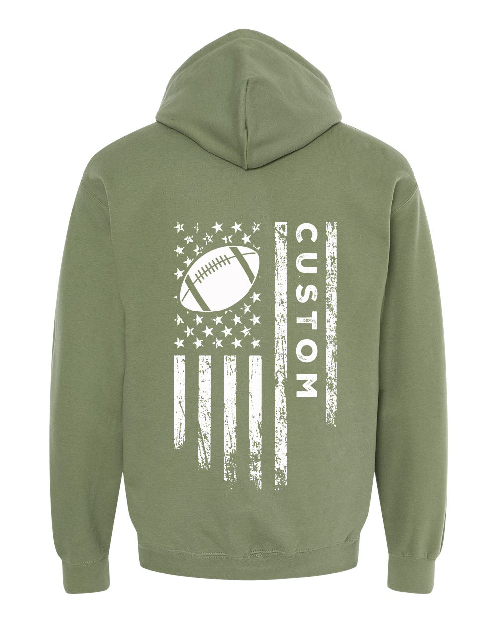 CUSTOM/U.S.A. FLAG HOODIE - ADULT White Lettering/ White Flag