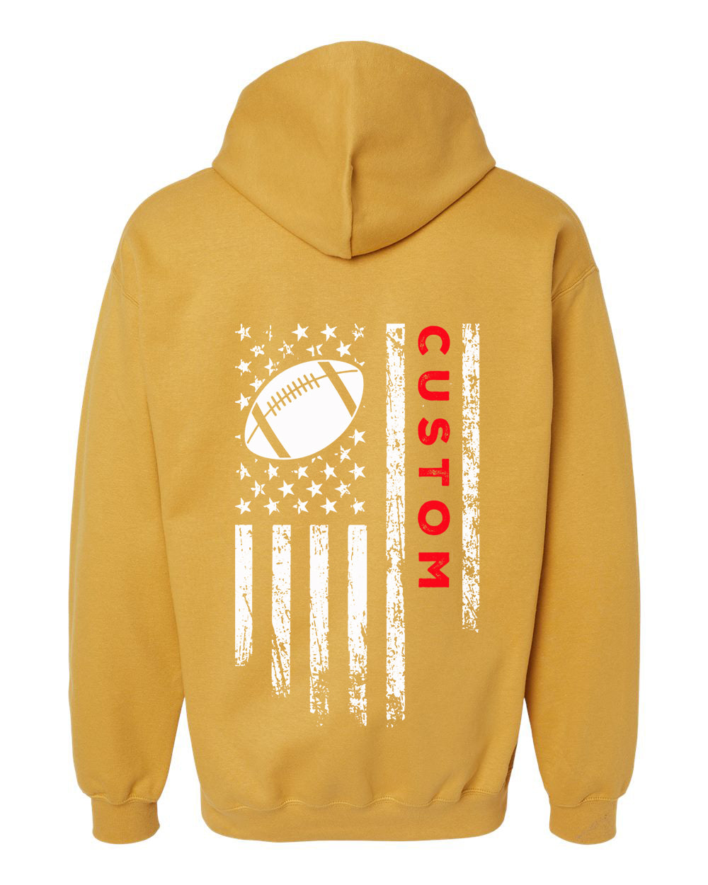 CUSTOM/U.S.A. FLAG HOODIE - ADULT Red Lettering/ White Flag