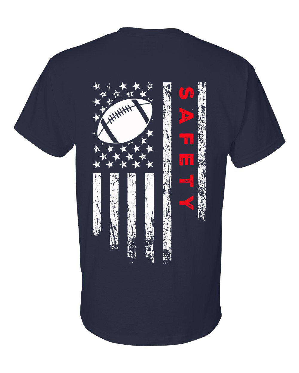 SAFETY /U.S.A. FLAG T-Shirt - ADULT Red Lettering/White Flag