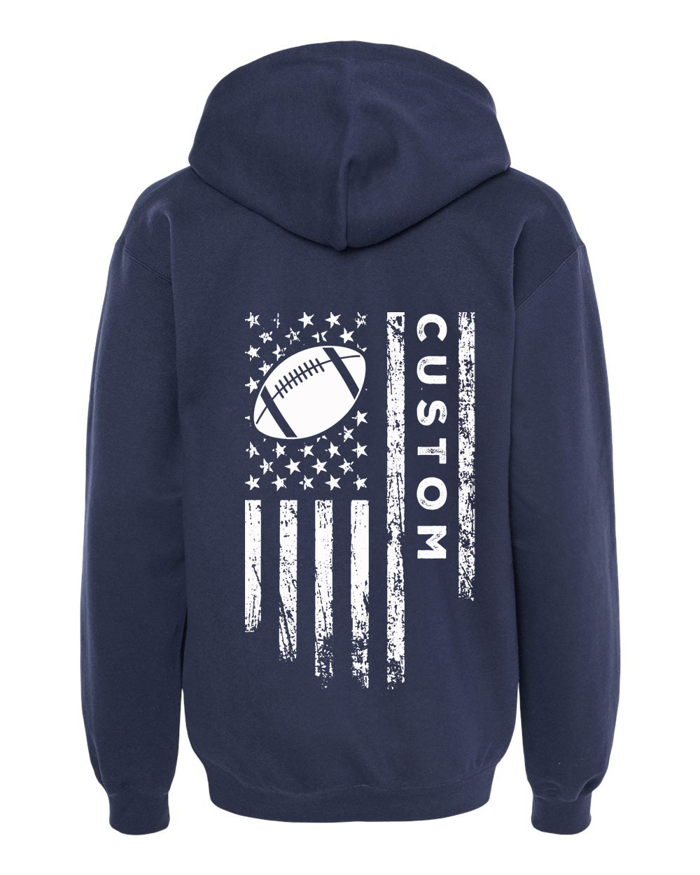 CUSTOM/U.S.A. FLAG HOODIE - ADULT White Lettering/ White Flag