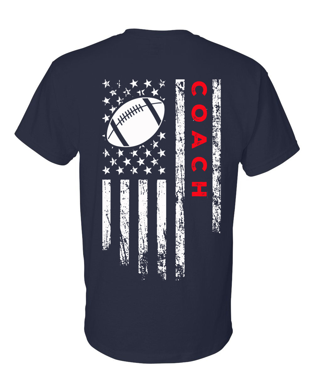 COACH /U.S.A. FLAG T-Shirt - ADULT Red Lettering/White Flag
