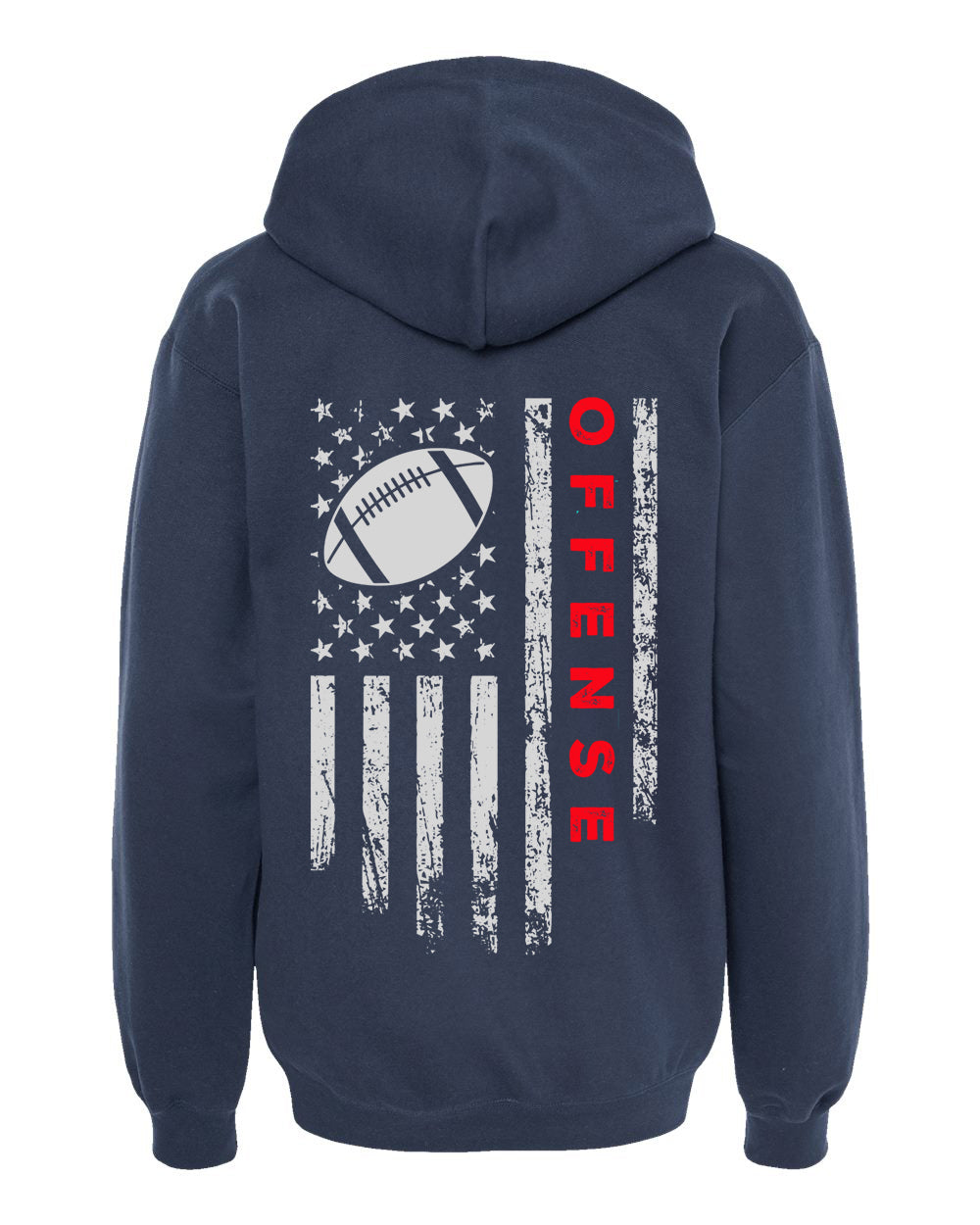 OFFENSE / U.S.A. FLAG HOODIE - ADULT Red lettering/White flag