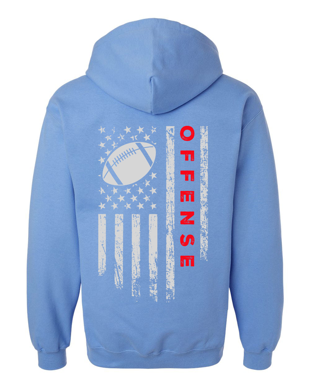 OFFENSE / U.S.A. FLAG HOODIE - ADULT Red lettering/White flag