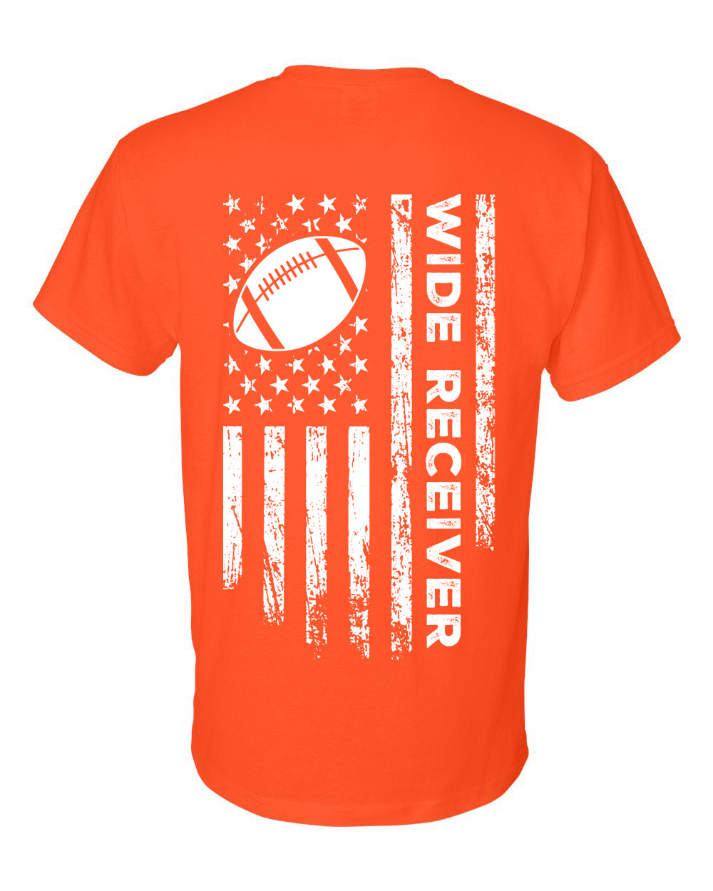 WIDE RECEIVER/U.S.A. FLAG T-Shirt - ADULT White Lettering/White Flag