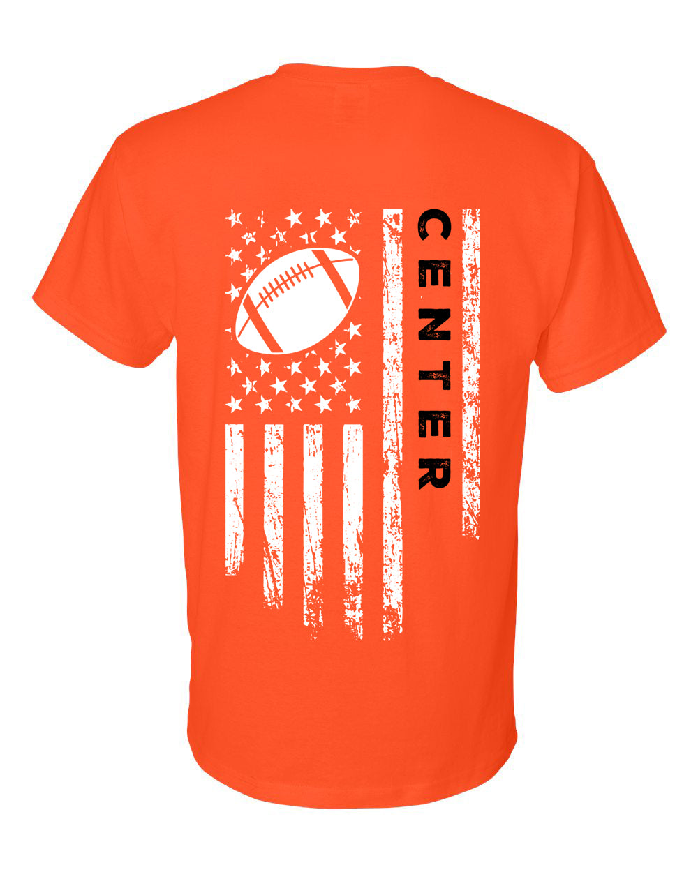 CENTER /U.S.A. FLAG T-Shirt - ADULT Black Lettering/White Flag