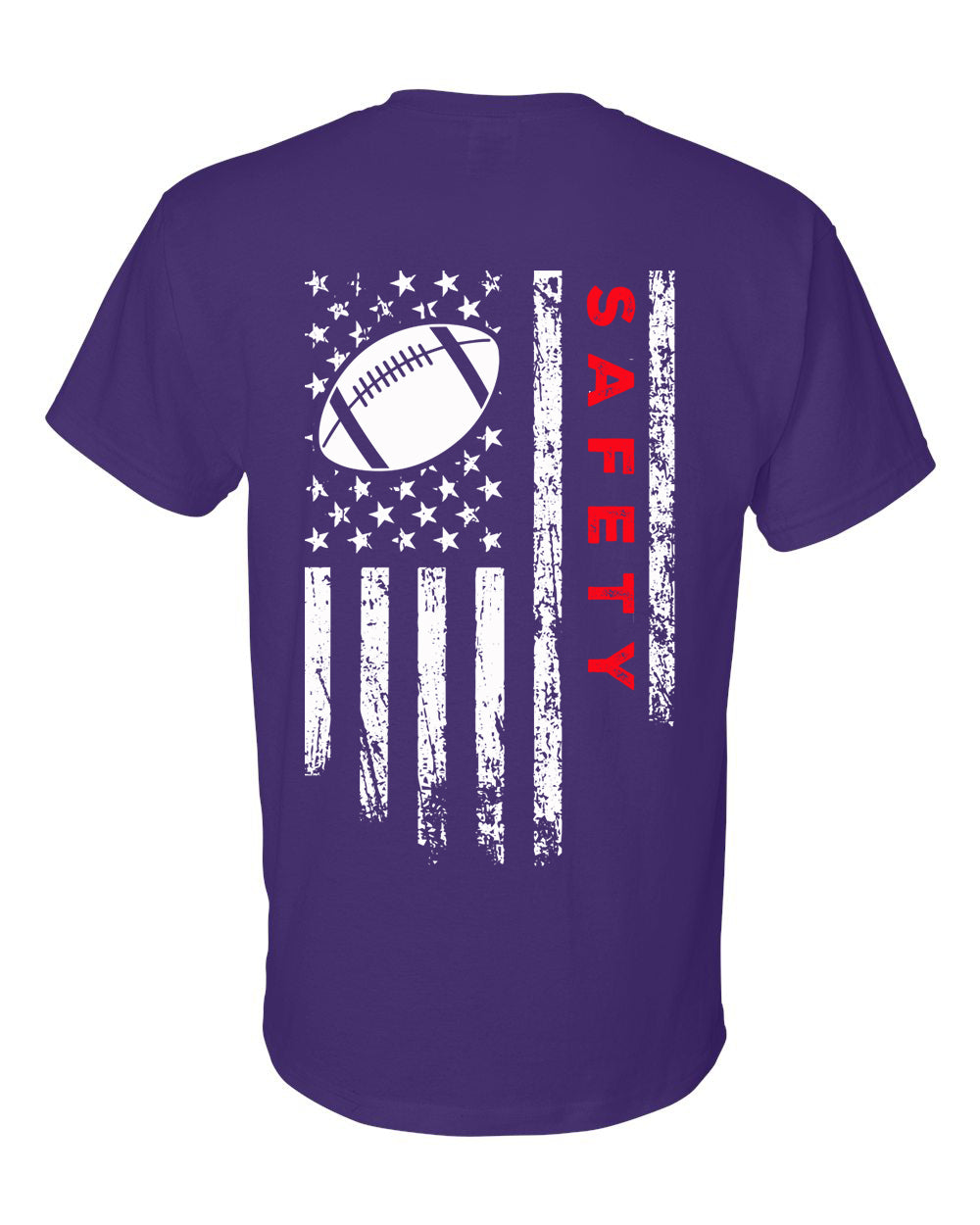 SAFETY /U.S.A. FLAG T-Shirt - ADULT Red Lettering/White Flag