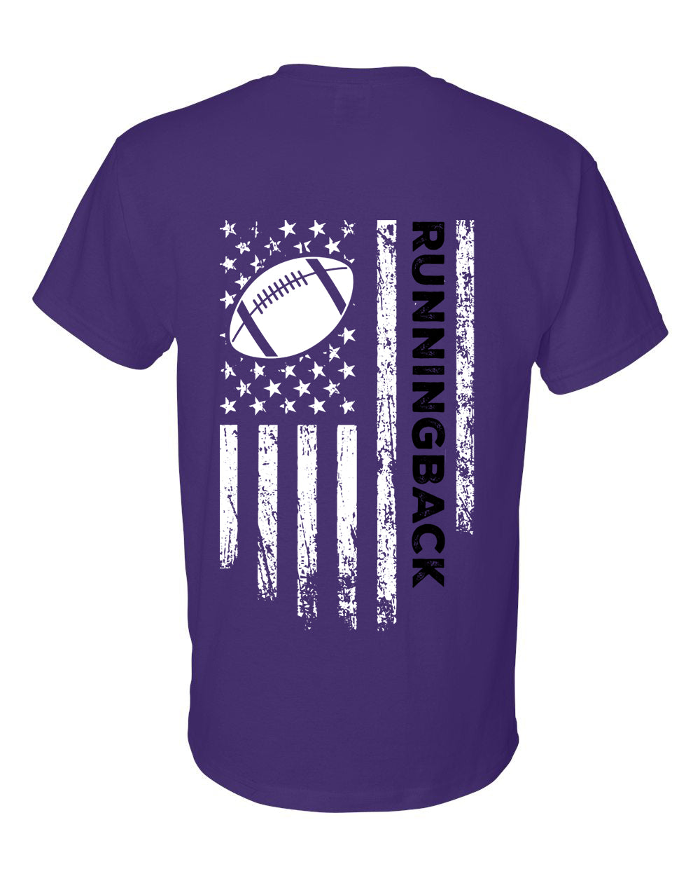 RUNNINGBACK /U.S.A. FLAG T-Shirt - ADULT Black Lettering/White Flag