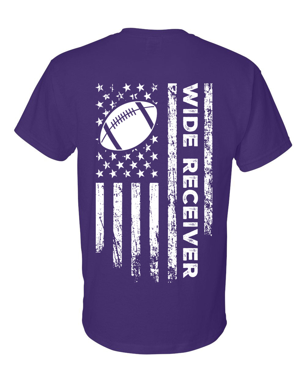 WIDE RECEIVER/U.S.A. FLAG T-Shirt - ADULT White Lettering/White Flag