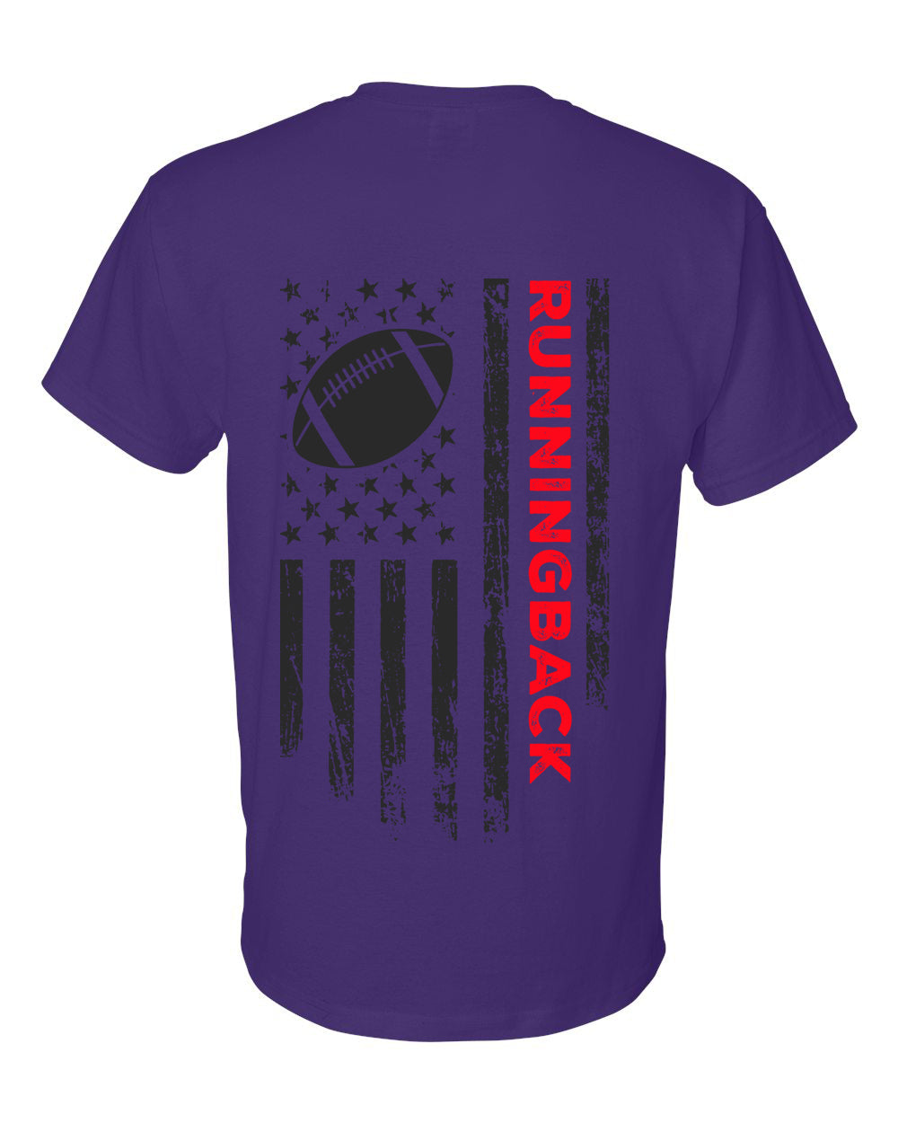 RUNNINGBACK /U.S.A. FLAG T-Shirt - ADULT Red Lettering/Black Flag