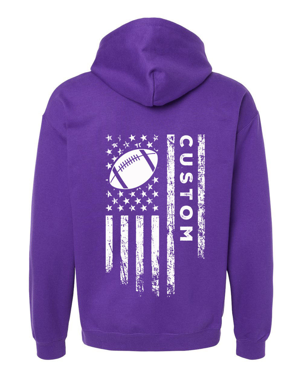 CUSTOM/U.S.A. FLAG HOODIE - ADULT White Lettering/ White Flag