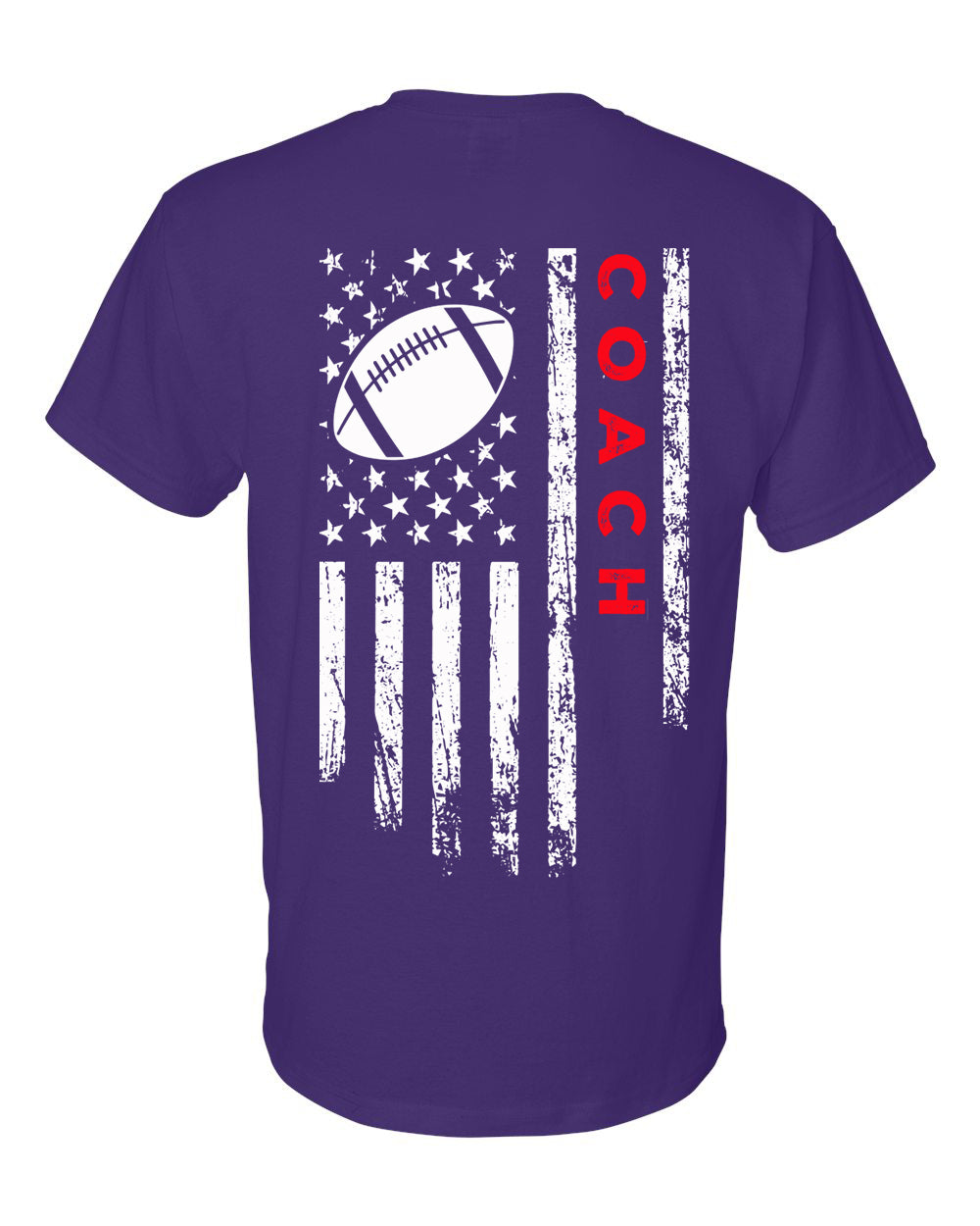 COACH /U.S.A. FLAG T-Shirt - ADULT Red Lettering/White Flag