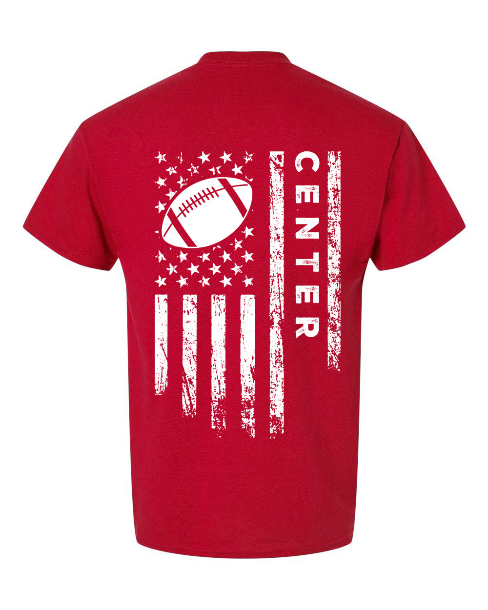 CENTER /U.S.A. FLAG T-Shirt - ADULT White Lettering/White Flag