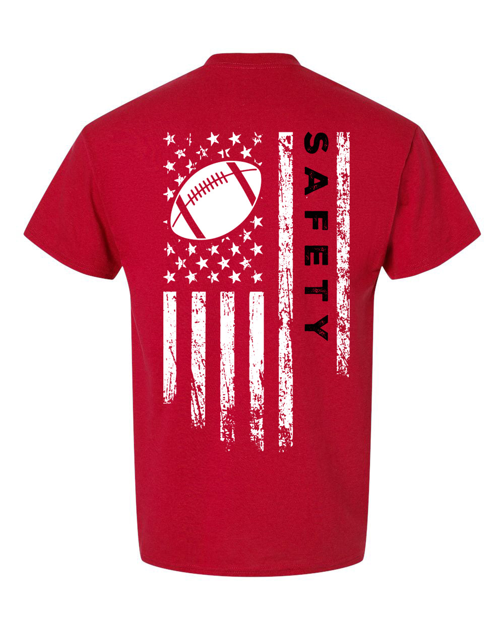 SAFETY /U.S.A. FLAG T-Shirt - ADULT Black Lettering/White Flag
