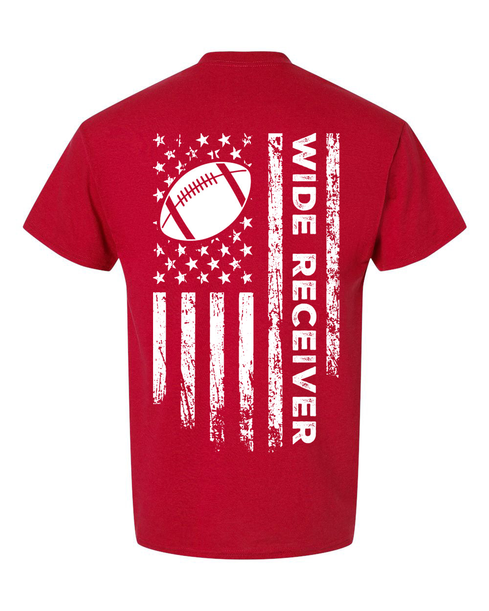 WIDE RECEIVER/U.S.A. FLAG T-Shirt - ADULT White Lettering/White Flag