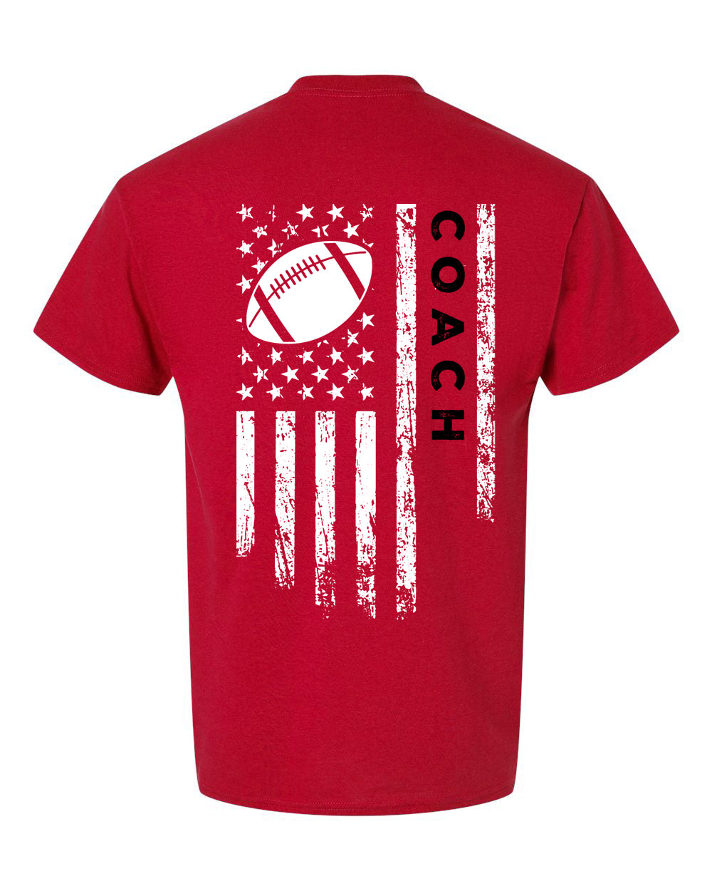COACH /U.S.A. FLAG T-Shirt - ADULT Black Lettering/White Flag