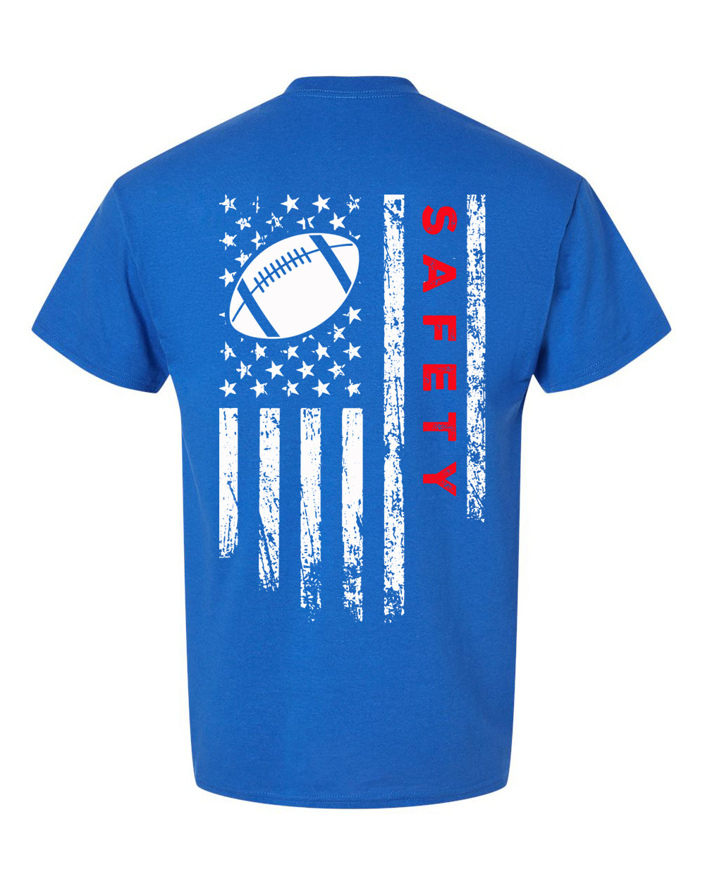 SAFETY /U.S.A. FLAG T-Shirt - ADULT Red Lettering/White Flag