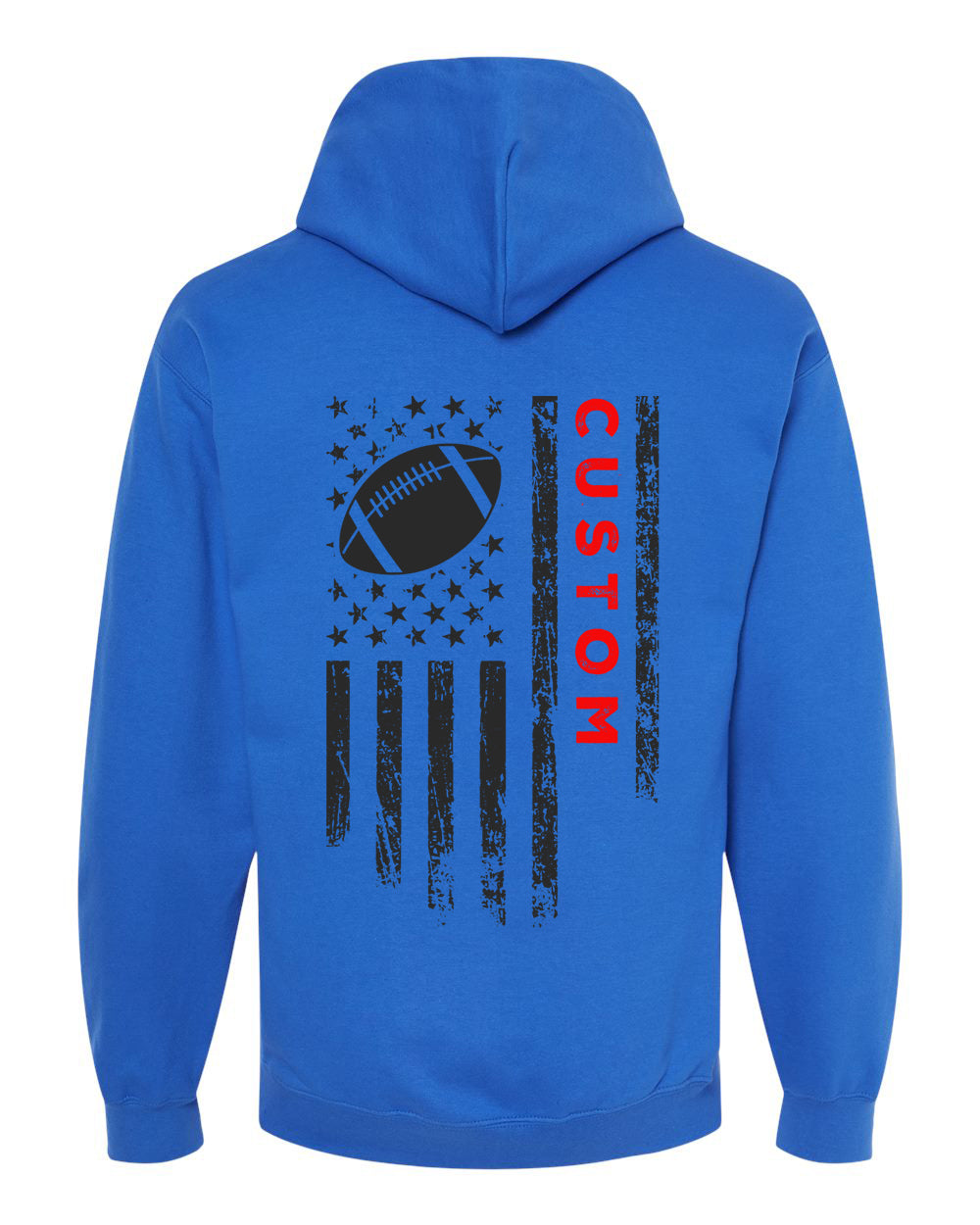 CUSTOM/U.S.A. FLAG HOODIE - ADULT Red Lettering/ Black Flag