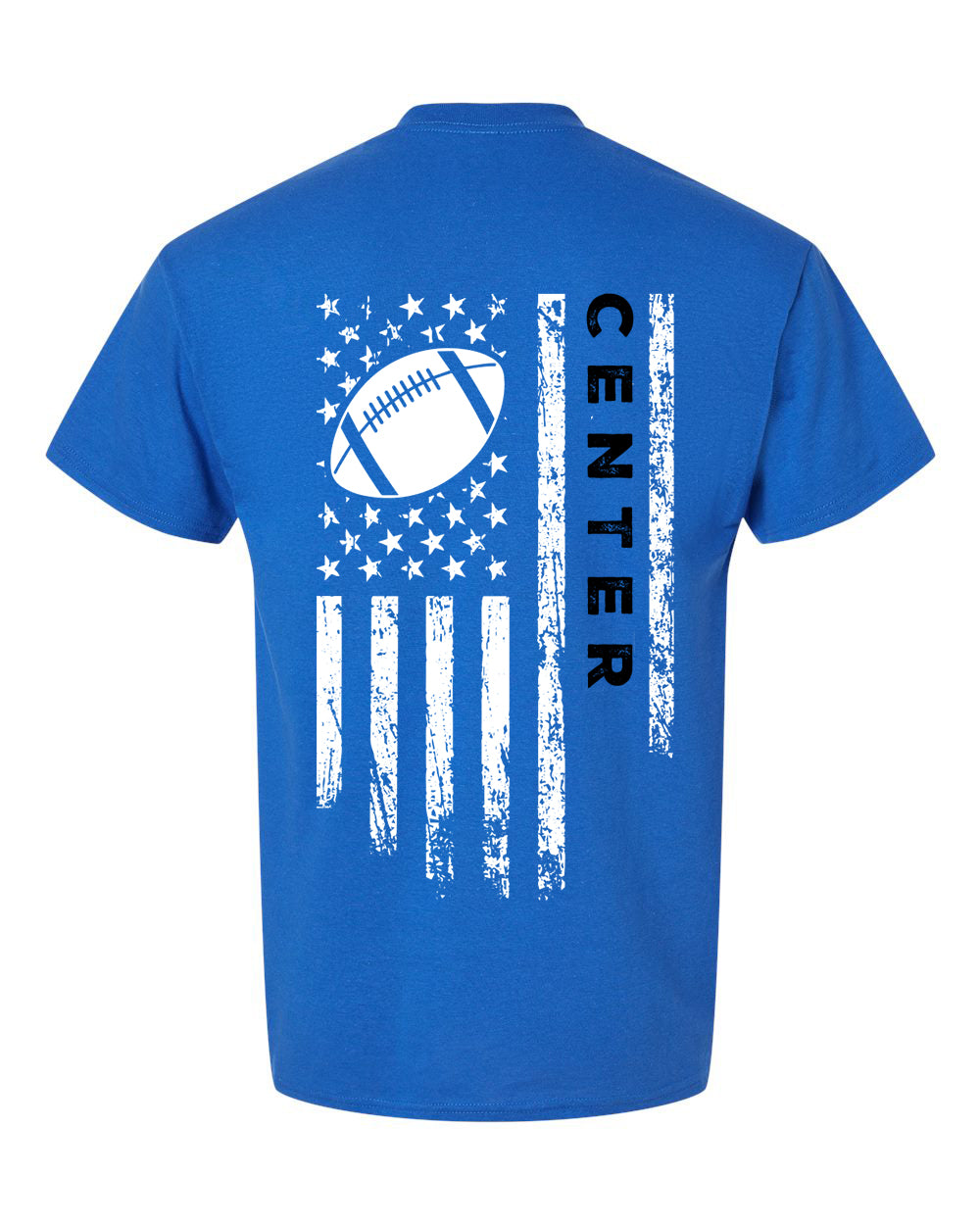 CENTER /U.S.A. FLAG T-Shirt - ADULT Black Lettering/White Flag