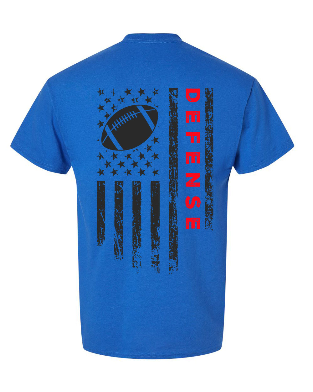 DEFENSE /U.S.A. FLAG T-Shirt - ADULT Red Lettering/Black Flag