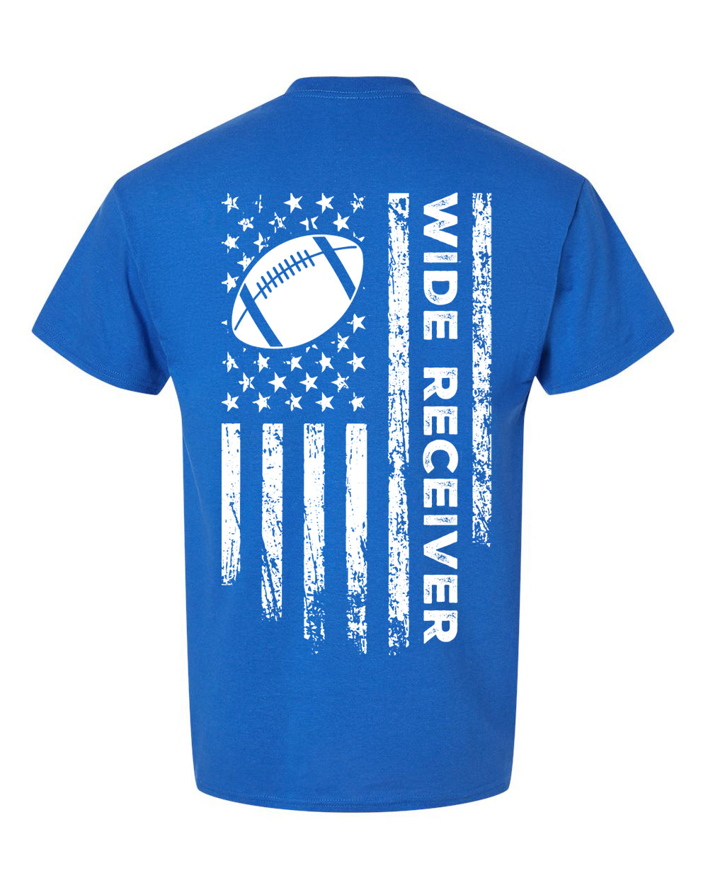 WIDE RECEIVER/U.S.A. FLAG T-Shirt - ADULT White Lettering/White Flag