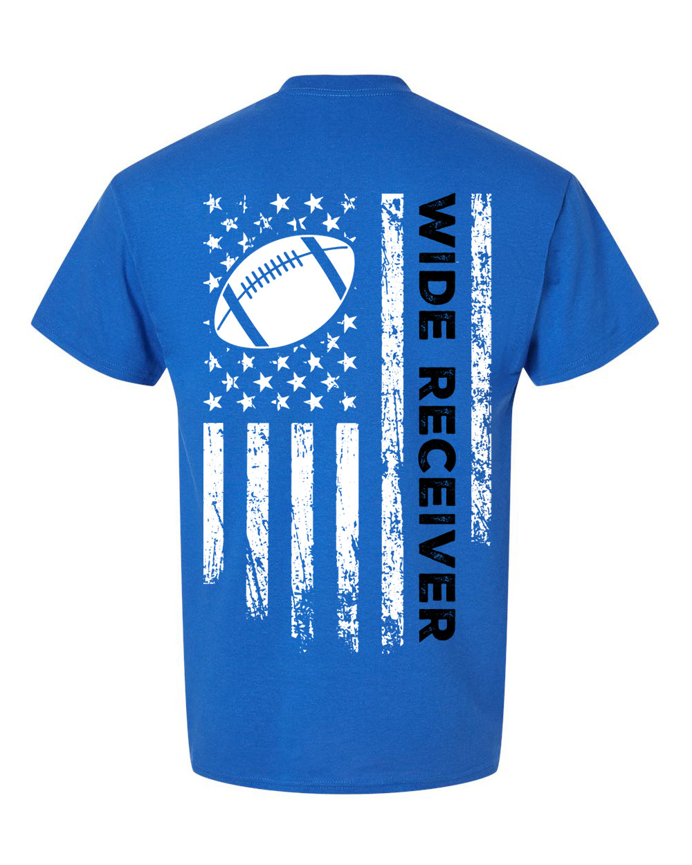 WIDE RECEIVER/U.S.A. FLAG T-Shirt - ADULT Black Lettering/White Flag