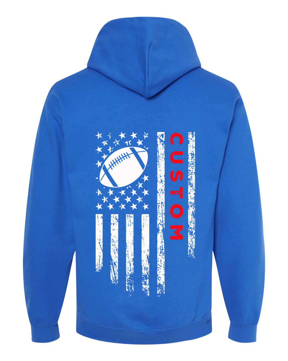 CUSTOM/U.S.A. FLAG HOODIE - ADULT Red Lettering/ White Flag