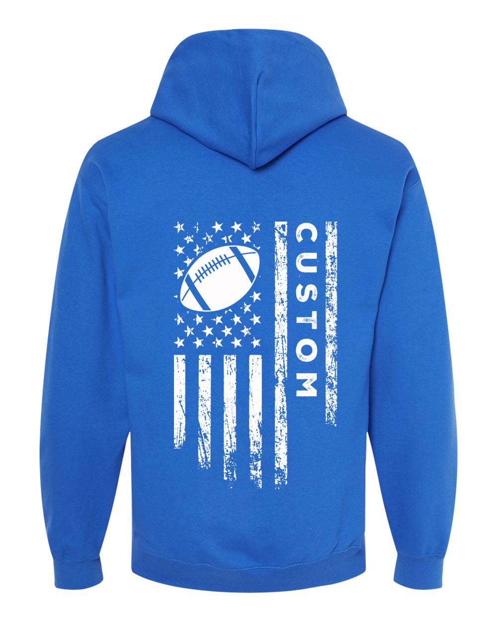 CUSTOM/U.S.A. FLAG HOODIE - ADULT White Lettering/ White Flag
