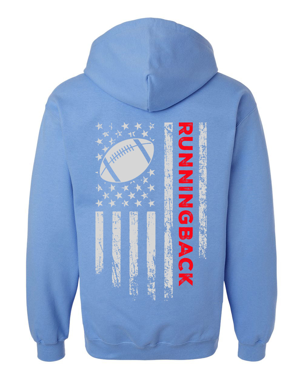 RUNNINGBACK / U.S.A. FLAG HOODIE - ADULT Red lettering/White flag