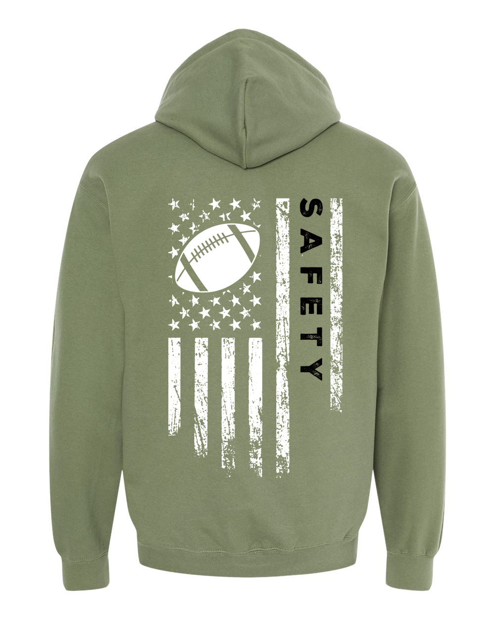 SAFETY /U.S.A. FLAG HOODIE - ADULT Black Lettering/ White Flag