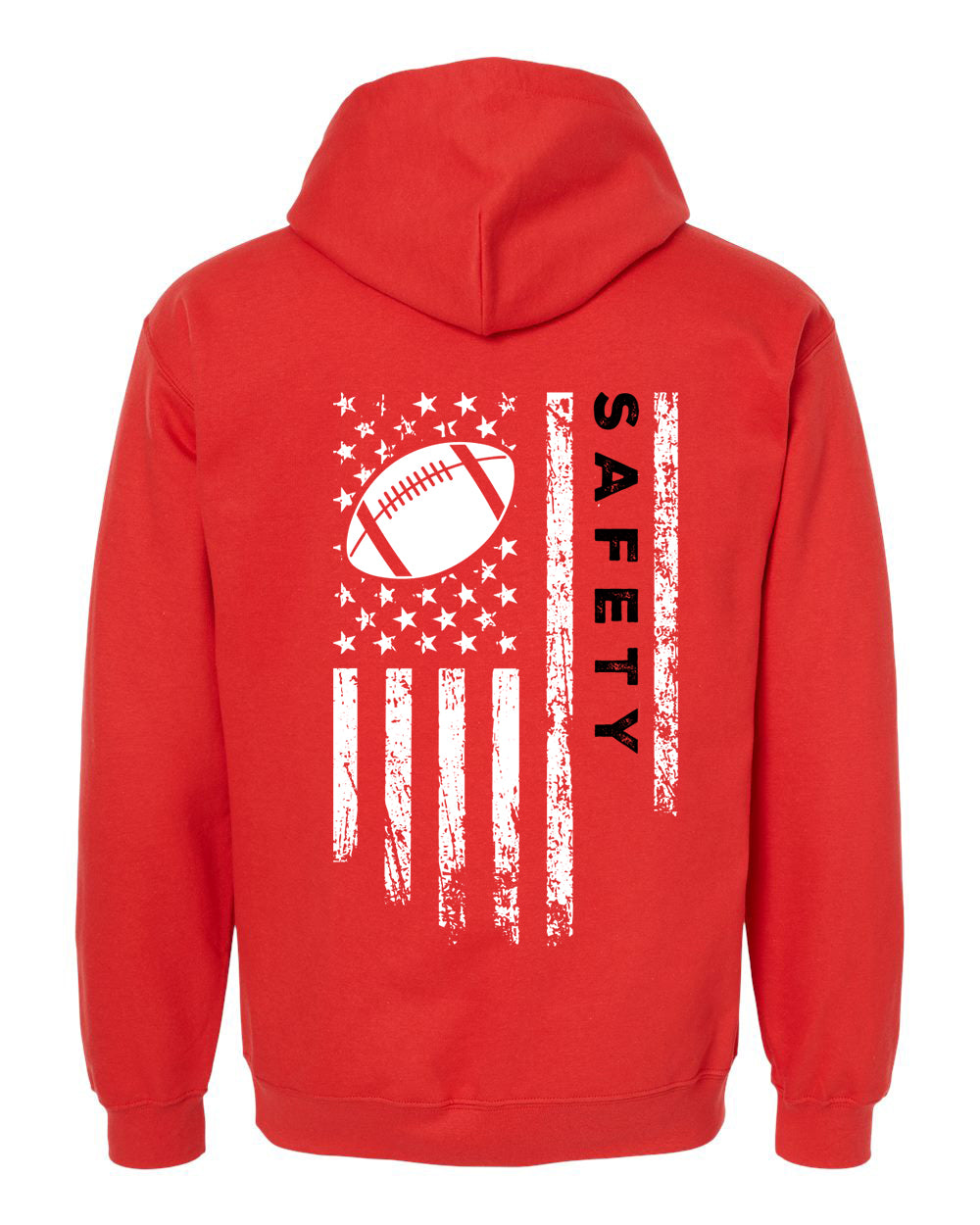 SAFETY /U.S.A. FLAG HOODIE - ADULT Black Lettering/ White Flag