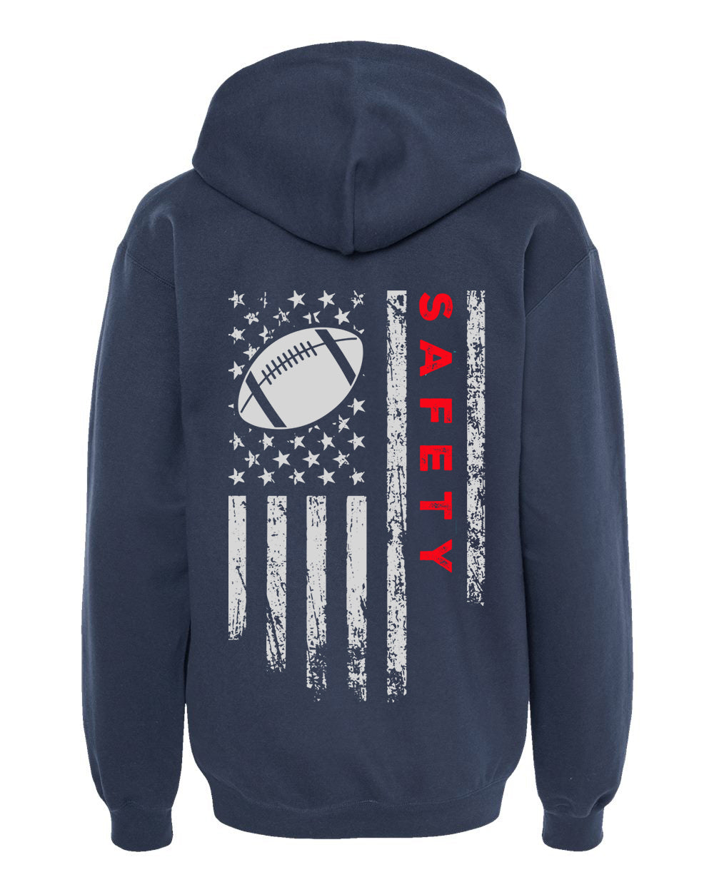 SAFETY / U.S.A. FLAG HOODIE - ADULT Red lettering/White flag