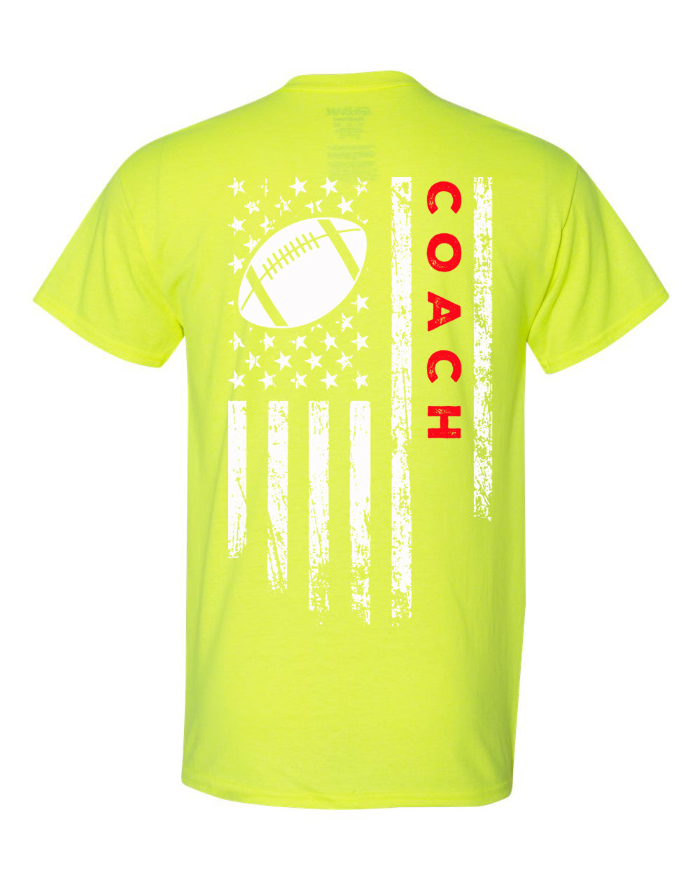 COACH /U.S.A. FLAG T-Shirt - ADULT Red Lettering/White Flag