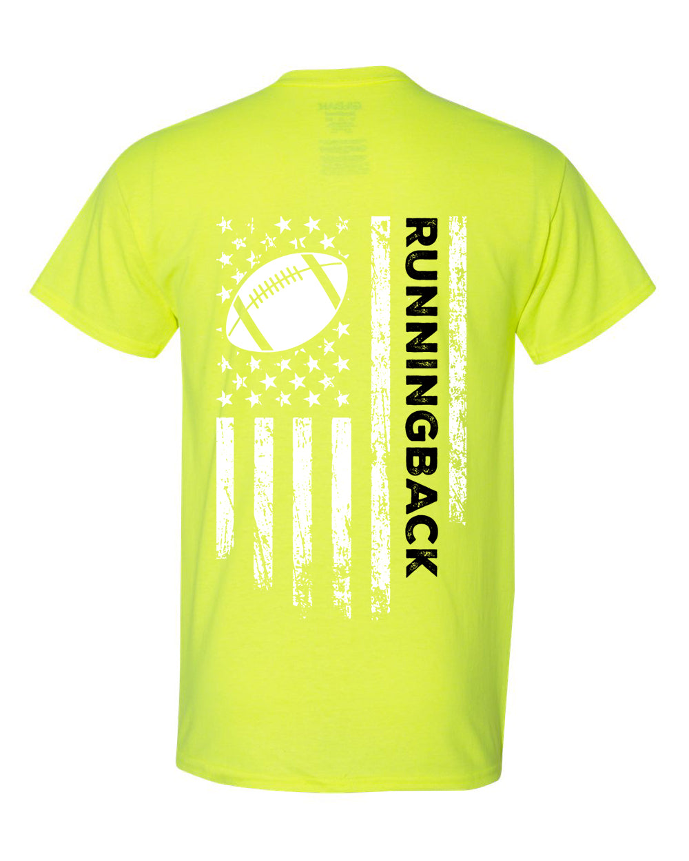 RUNNINGBACK /U.S.A. FLAG T-Shirt - ADULT Black Lettering/White Flag