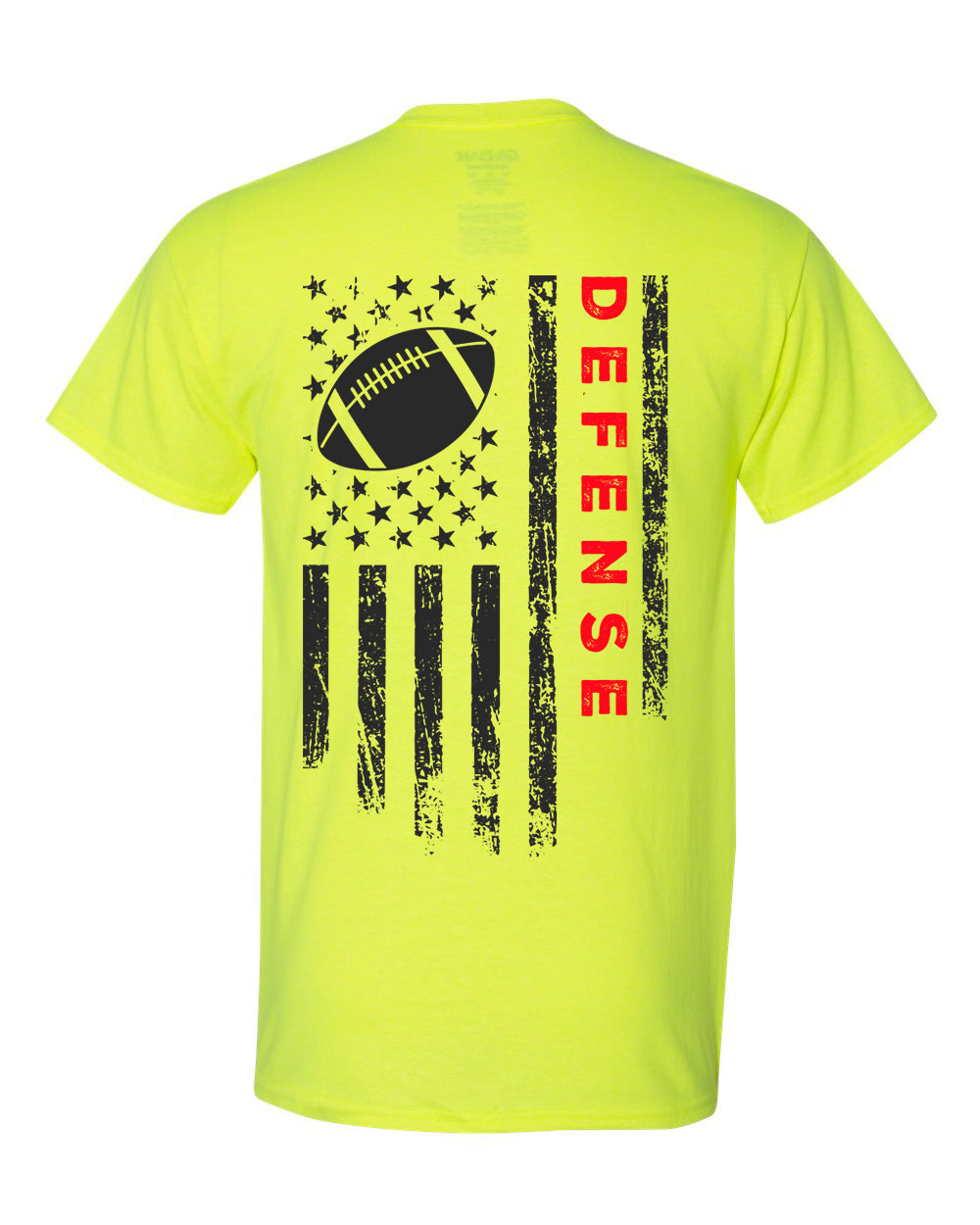 DEFENSE /U.S.A. FLAG T-Shirt - ADULT Red Lettering/Black Flag