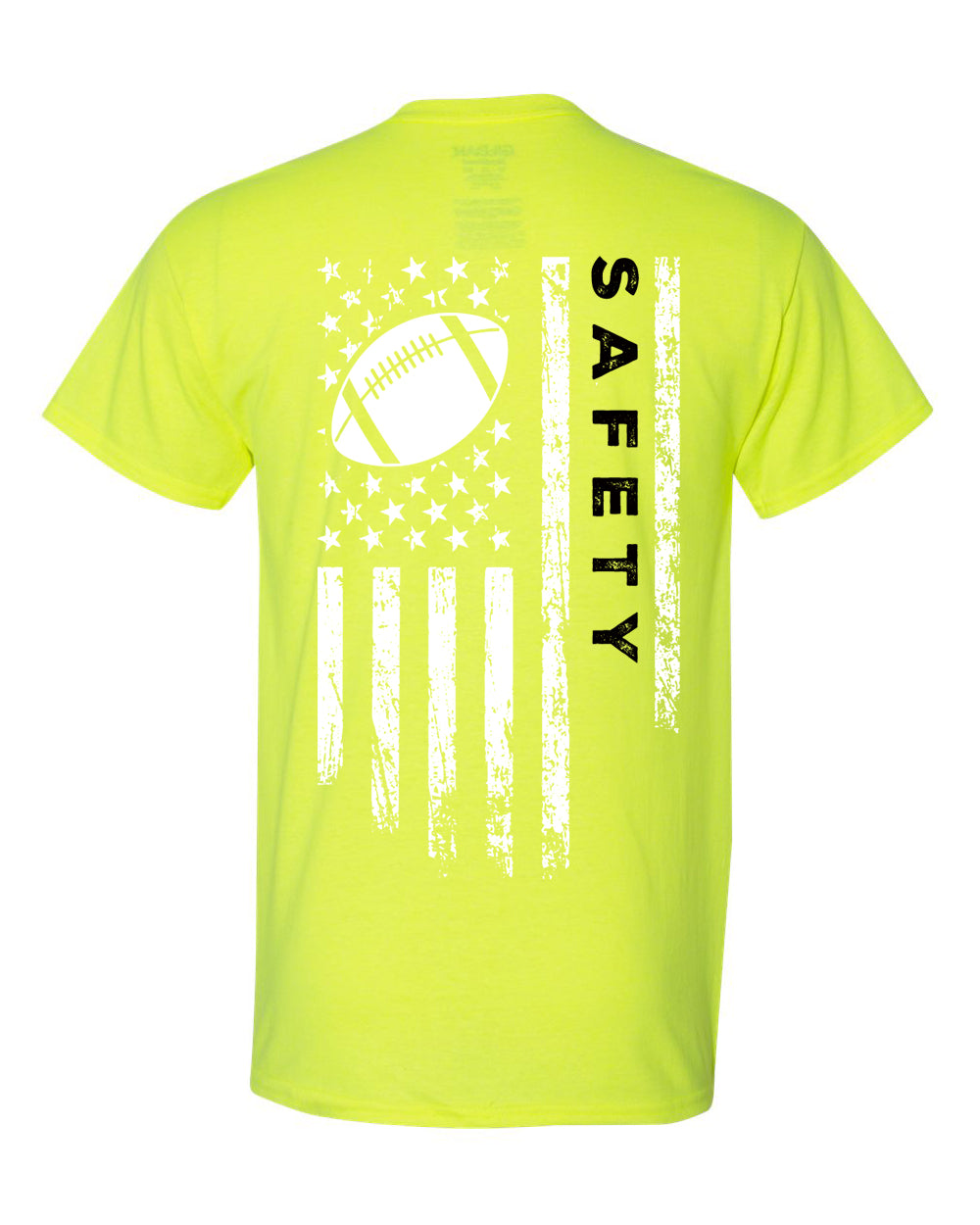 SAFETY /U.S.A. FLAG T-Shirt - ADULT Black Lettering/White Flag